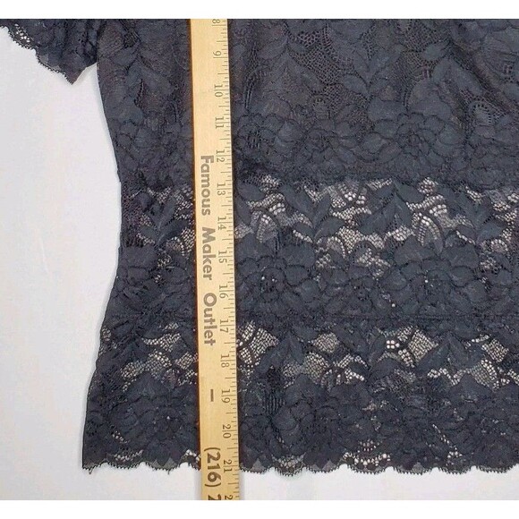 Guess Sheer Lace Top Women XS Black Mock Zip Vtg Y2K Romantic Going-Out Coquette - Picture 6 of 7